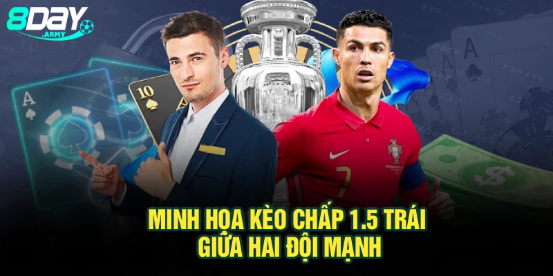 Minh họa kèo chấp 1.5 trái giữa hai đội mạnh